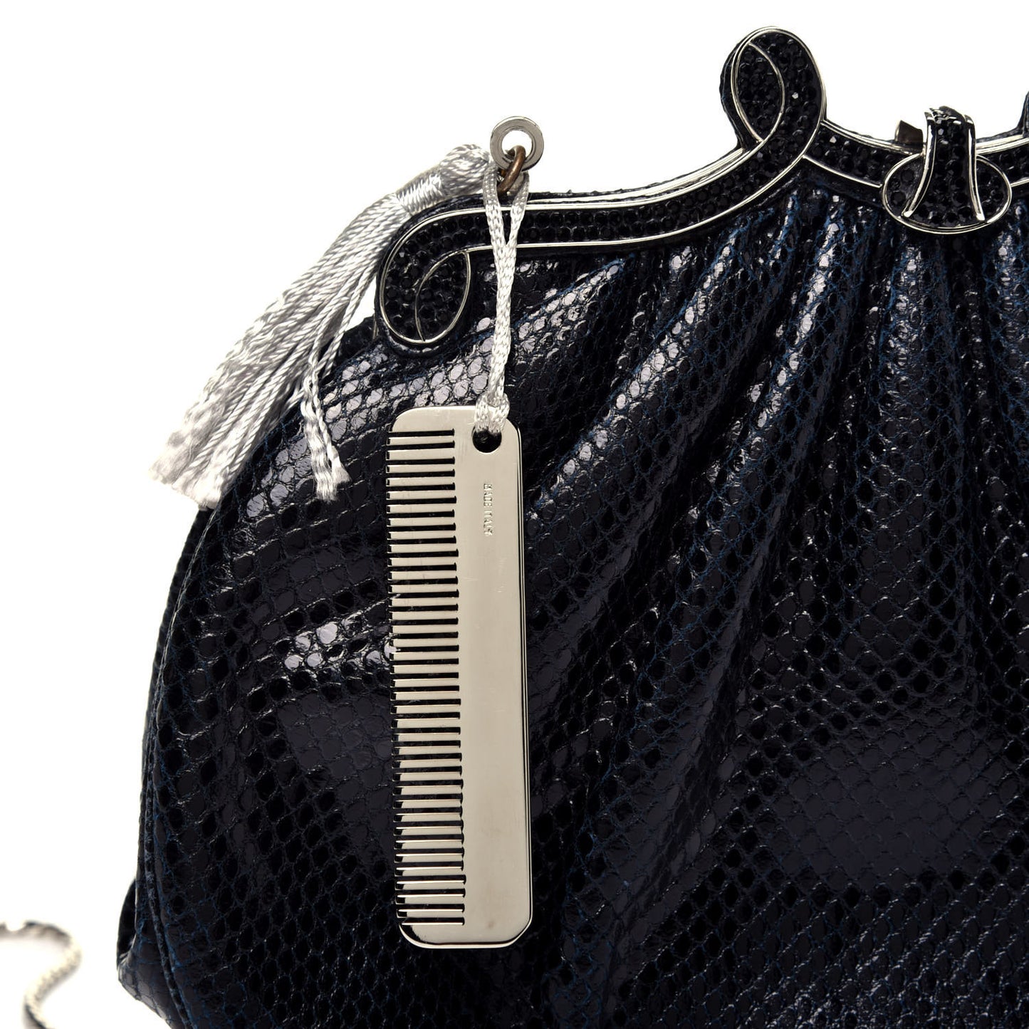 Snakeskin Crystal Evening Bag Black