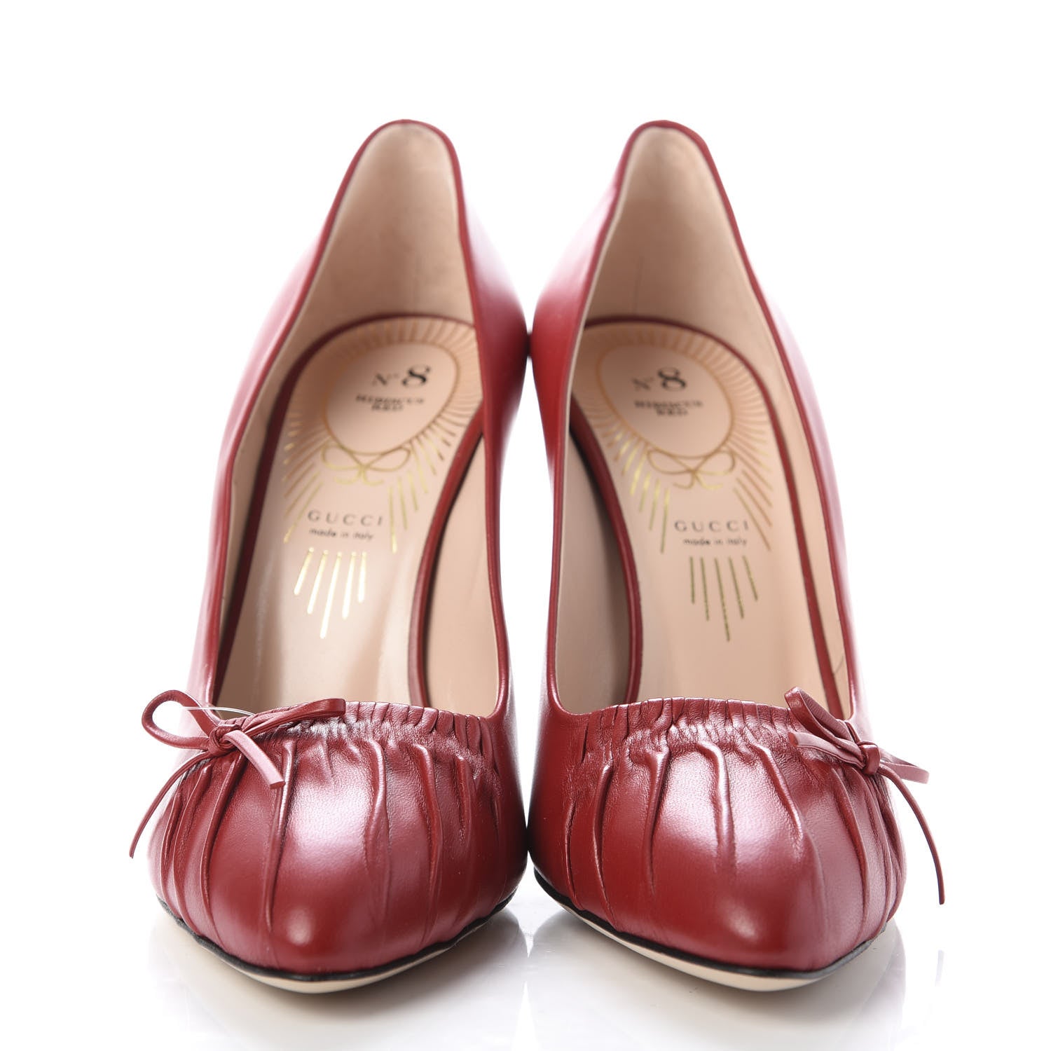Gucci Nappa Bow High Heel Pumps 38.5 Hibiscus Red 2 of 10