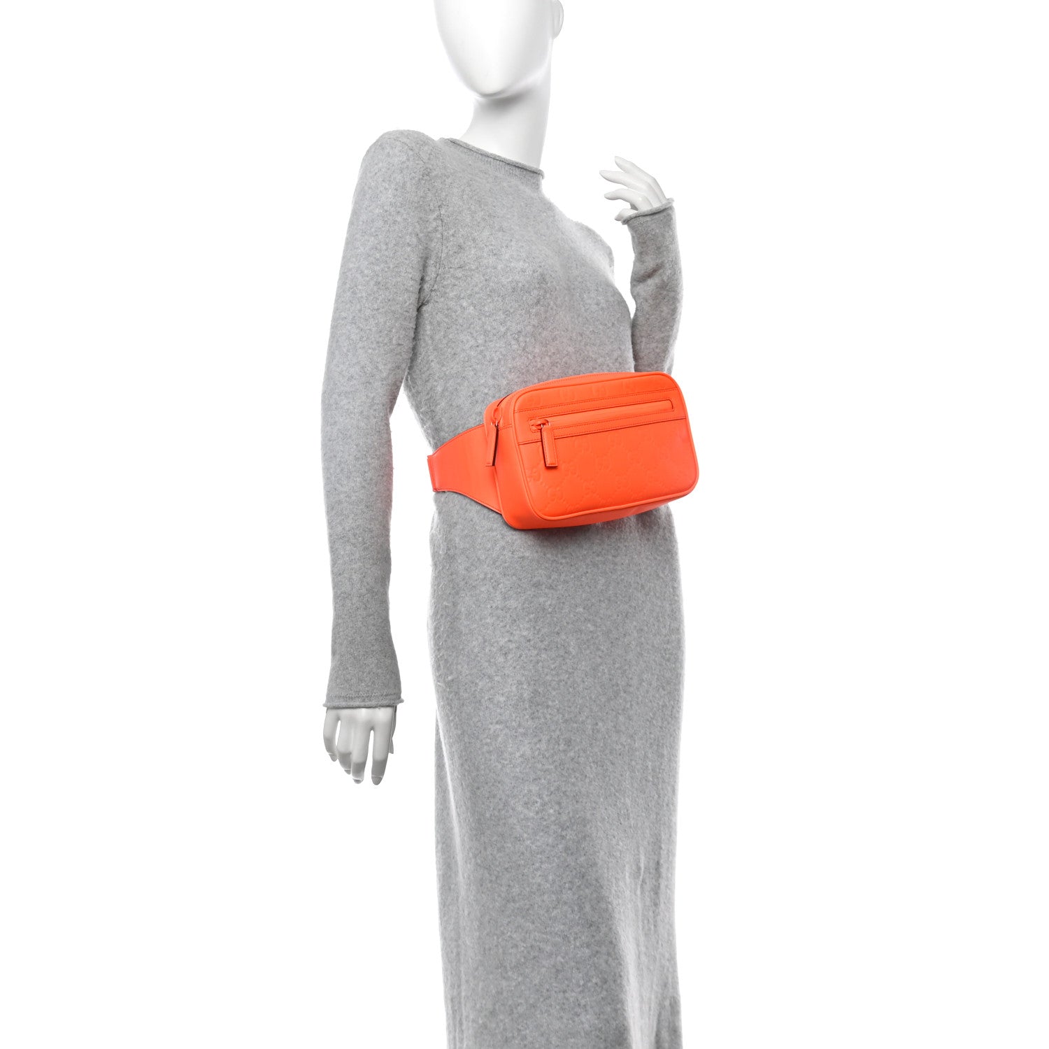 Gucci Rubber Effect Monogram GG Belt Bag New Orange Fluo 2 of 11