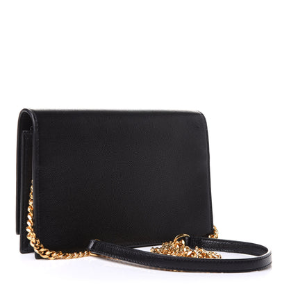Saint Laurent Grain De Poudre Classic Monogram Kate Tassel Chain Wallet Black 2 of 10