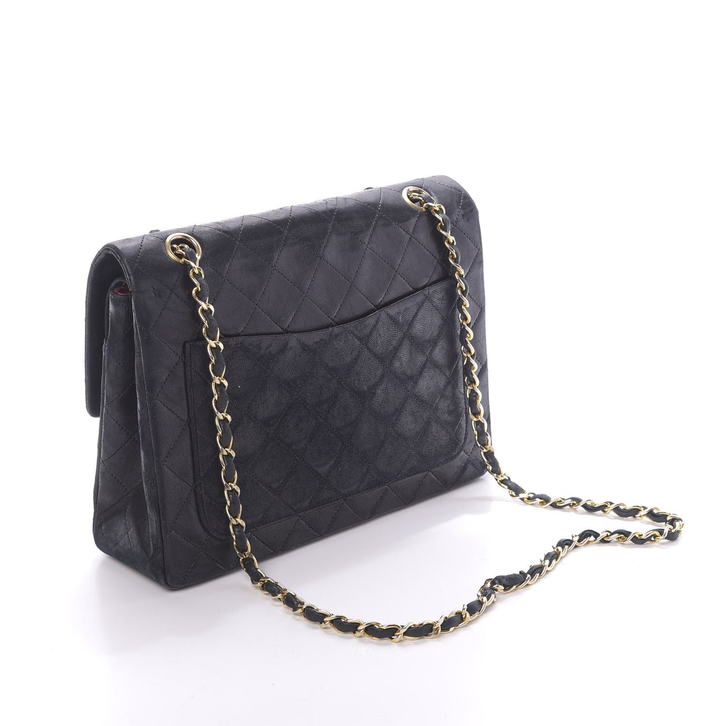 Lambskin Quilted Medium Double Flap Black