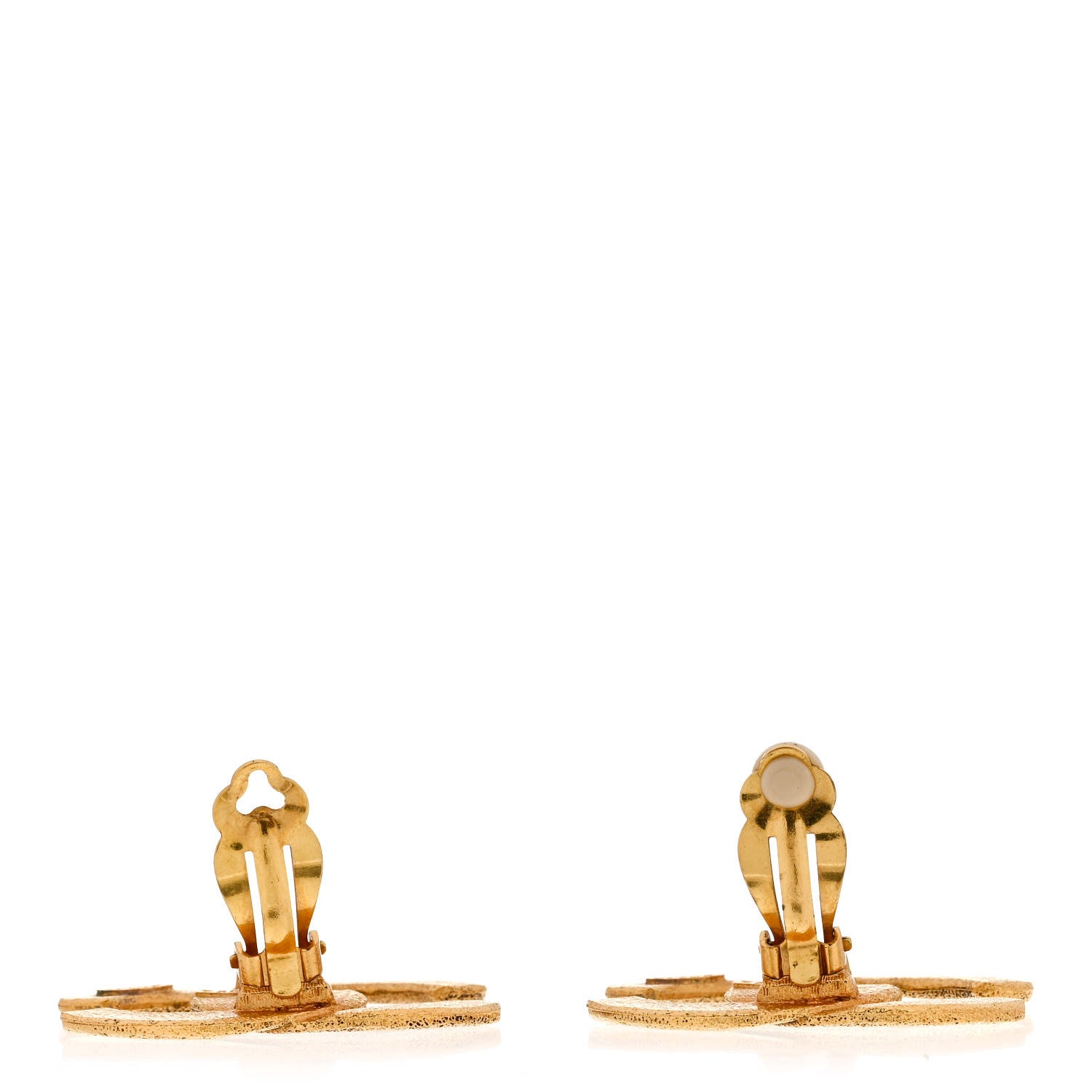 Chanel CC Textured Clip On Earrings Gold 3 of 4
