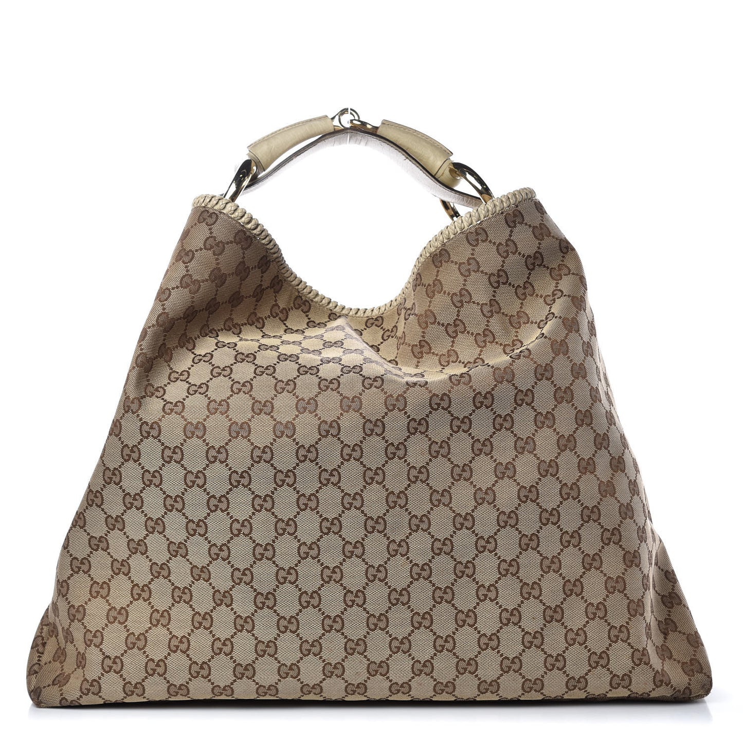 Monogram Large Horsebit Chain Hobo Off White