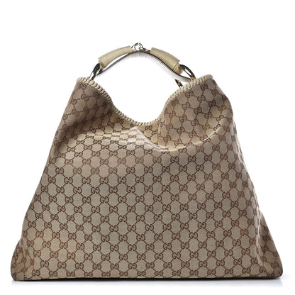 Gucci Monogram Large Horsebit Chain Hobo Off White 1 of 11