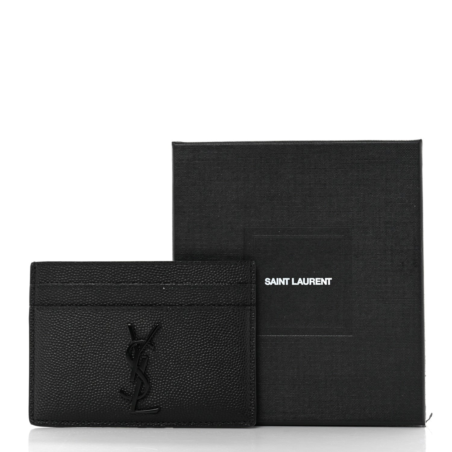 Saint Laurent Grain De Poudre Monogram Credit Card Case Black 7 of 7