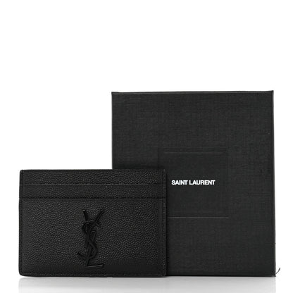 Saint Laurent Grain De Poudre Monogram Credit Card Case Black 7 of 7