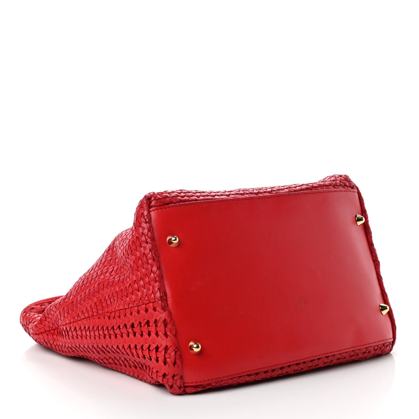 Lambskin Woven Lady Dior Shopping Tote Red