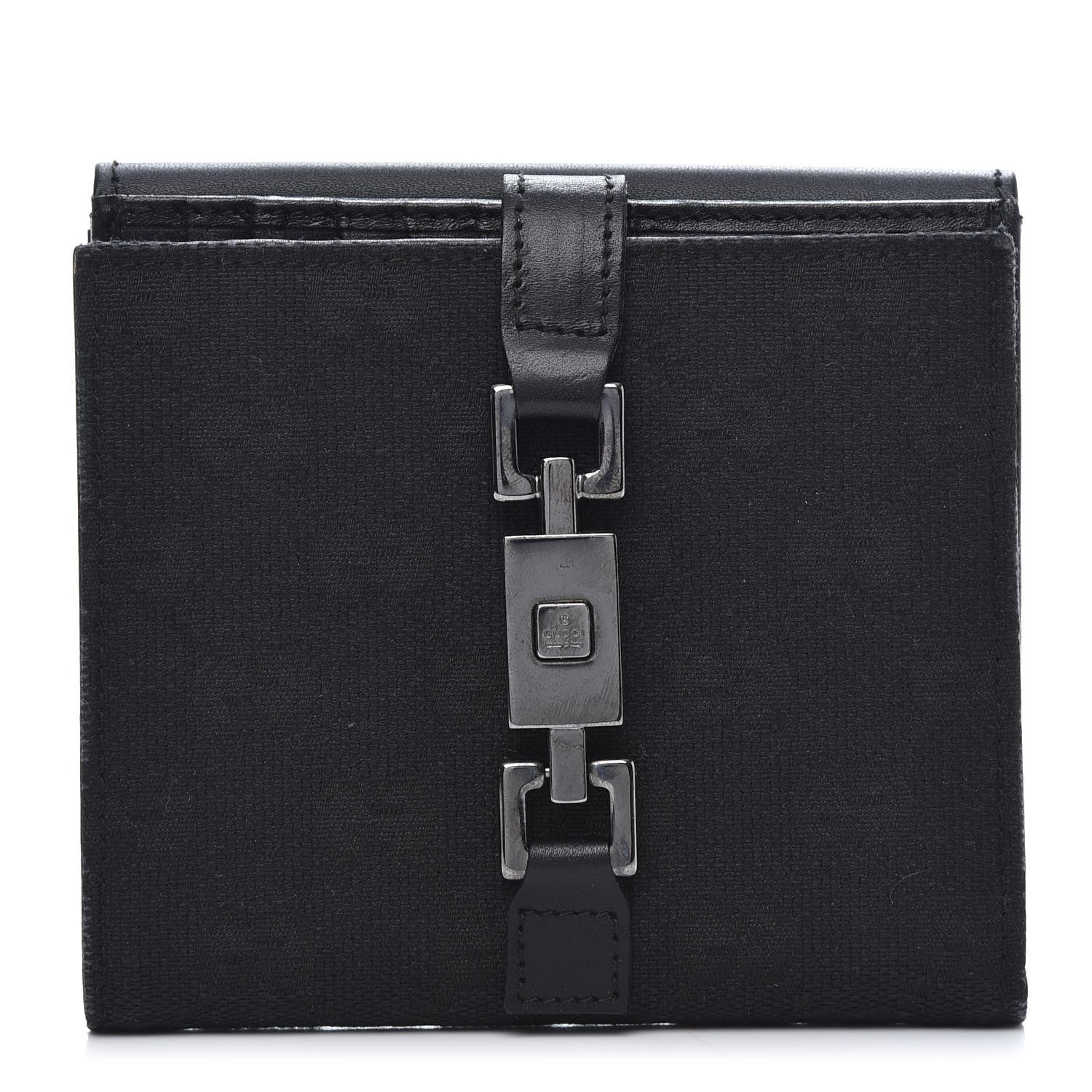 Gucci Monogram Piston Lock Compact Wallet Black 1 of 11