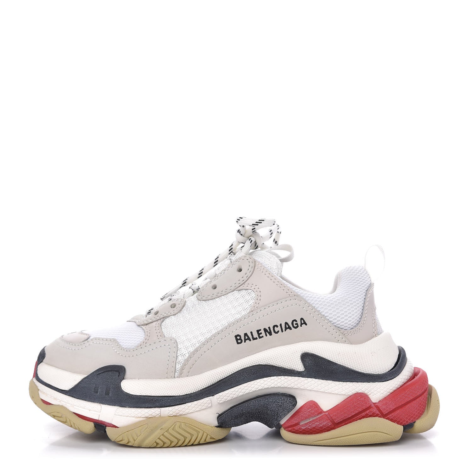Balenciaga Fabric Mesh Womens Triple S Sneakers 38 Grey Red White 1 of 9