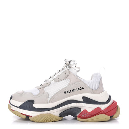 Balenciaga Fabric Mesh Womens Triple S Sneakers 38 Grey Red White 1 of 9