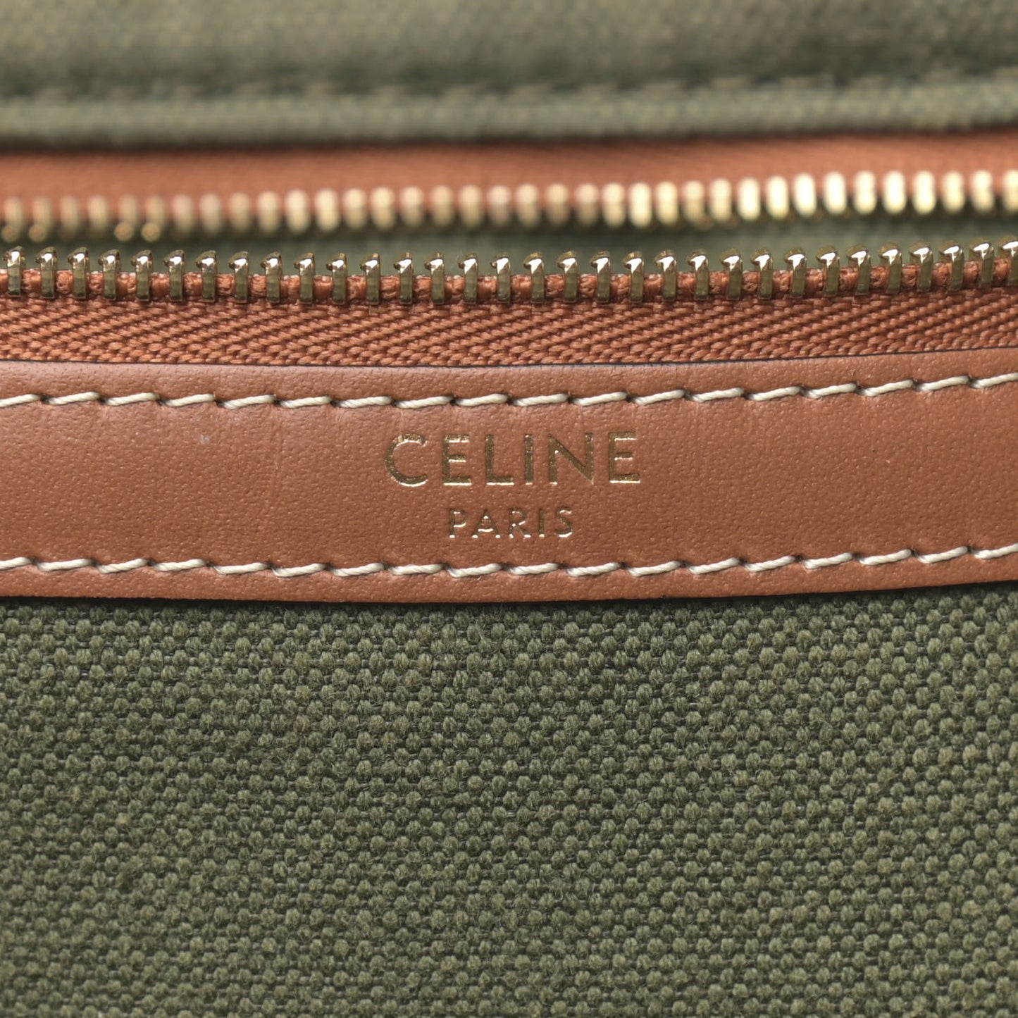 Canvas Calfskin Vertical Cabas Green