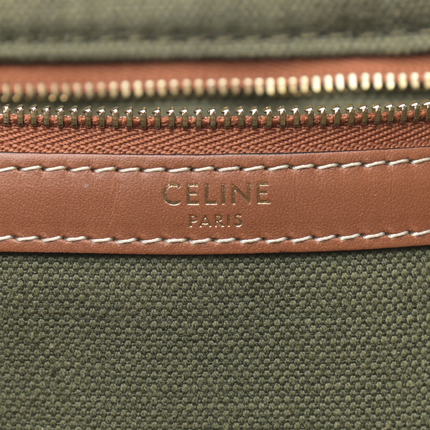 Celine Canvas Calfskin Vertical Cabas Green 6 of 13