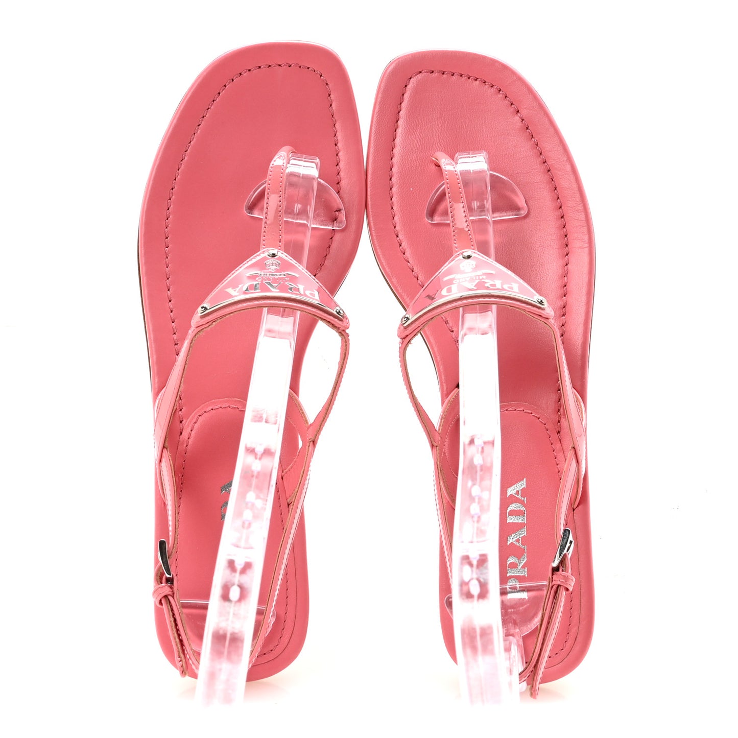 Vernice Metal Triangle Logo Slingback Flat Thong Sandals 38.5 Petalo