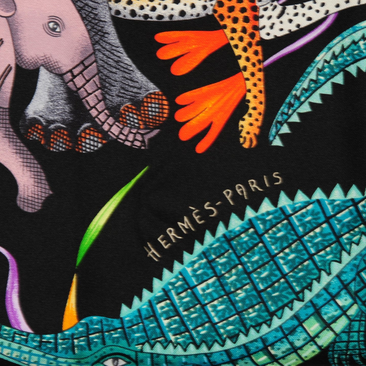 Silk La Marche Du Zambeze Scarf 90 Nero Corail Vert