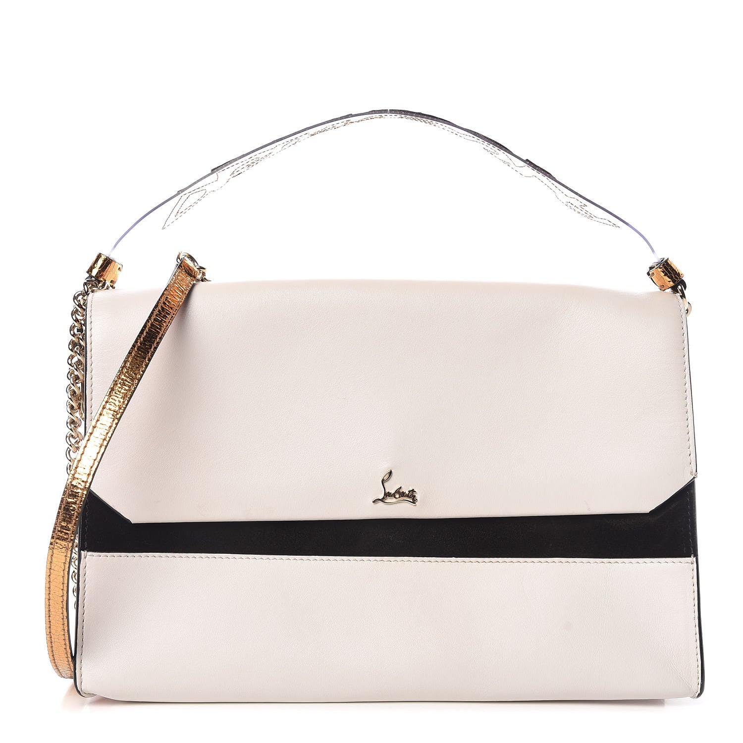 Christian Louboutin Calfskin Broken Glass Loubiblues Disikroul Satchel Latte Bronze 3 of 23