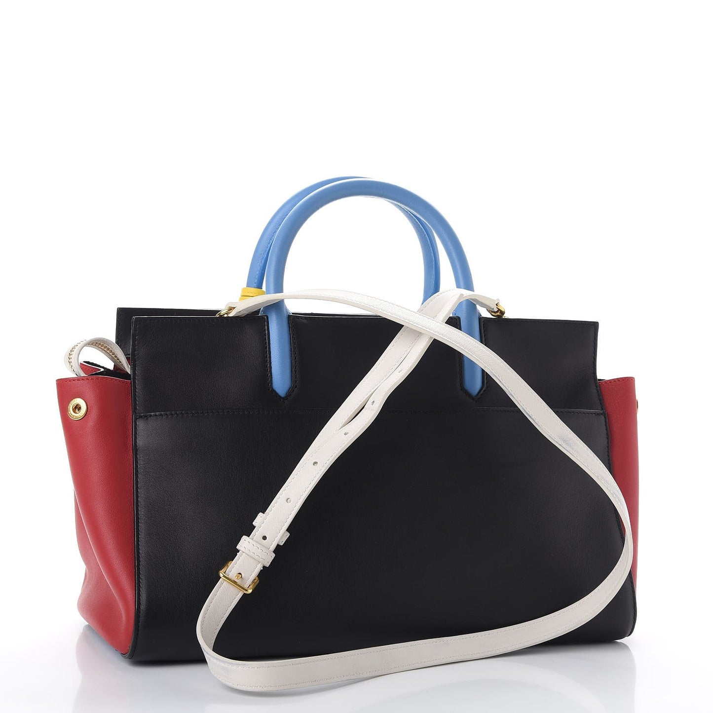 Calfskin Small Cabas Rive Gauche Bag Black Red Yellow White