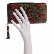 Gucci Python Bamboo Zip Around Large Wallet Orange 2 of 16