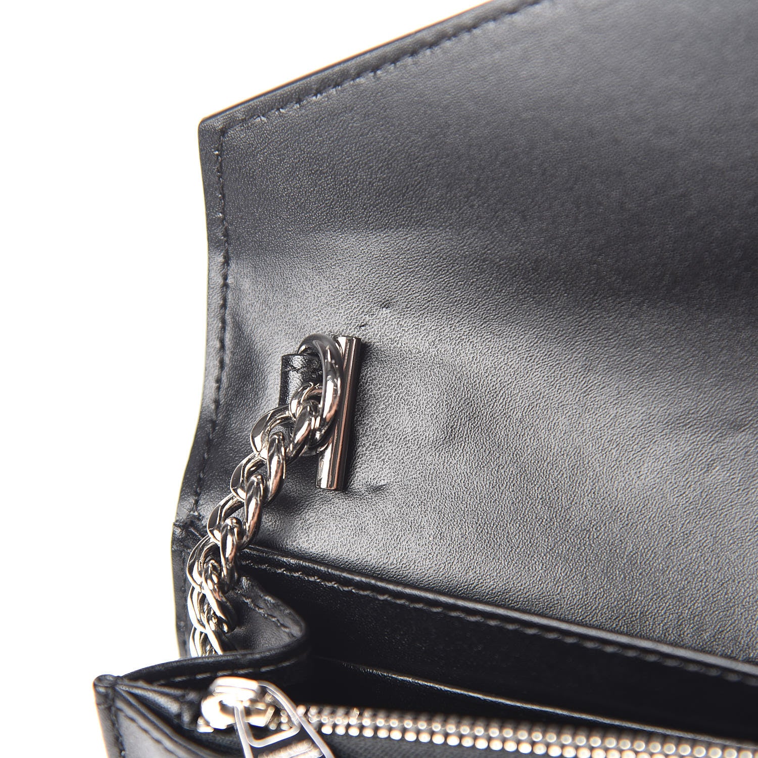Alexander McQueen Calfskin Crystal Pin Envelope Wallet On Chain Black 9 of 11