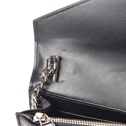 Alexander McQueen Calfskin Crystal Pin Envelope Wallet On Chain Black 9 of 11