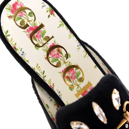 Gucci Velvet Marquise Crystals Womens Princetown Slippers 38.5 Black 8 of 11