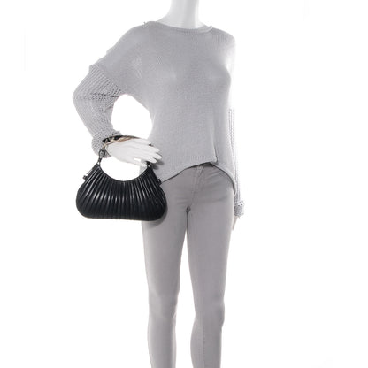Saint Laurent Pleated Lambskin Small Mombasa Horn Hobo Black 2 of 8