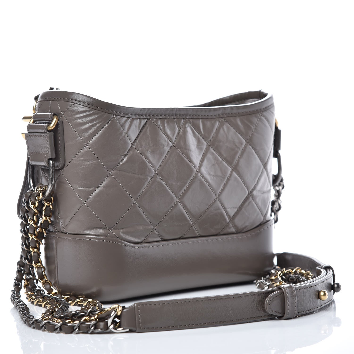 Chanel Aged Calfskin Quilted Small Gabrielle Hobo Grey 3 of 13