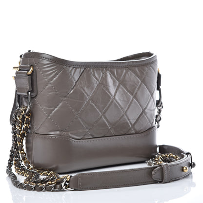 Chanel Aged Calfskin Quilted Small Gabrielle Hobo Grey 3 of 13