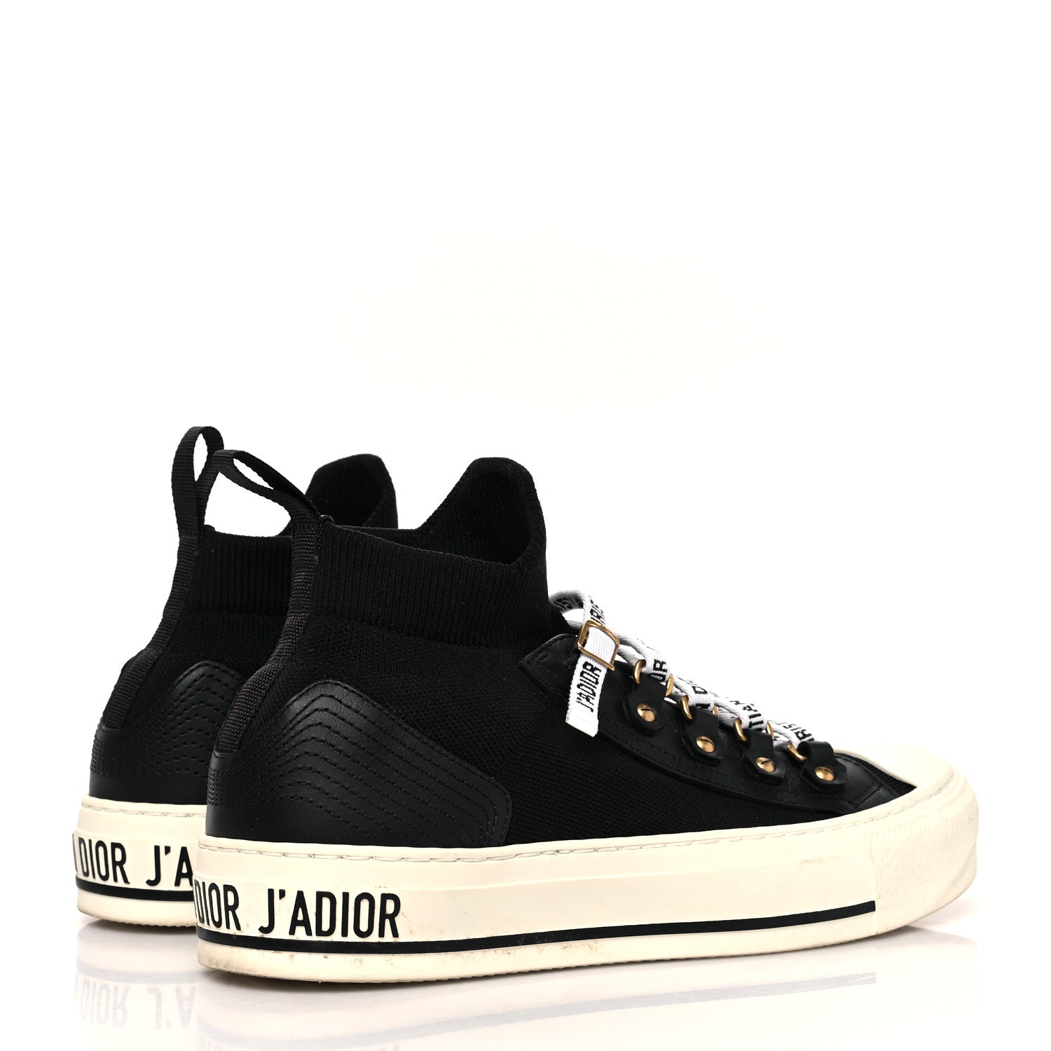 Christian Dior Technical Knit Calfskin Womens Walk'N'Dior High Top Sneakers 35.5 Black 3 of 8