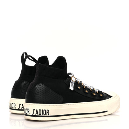 Christian Dior Technical Knit Calfskin Womens Walk'N'Dior High Top Sneakers 35.5 Black 3 of 8