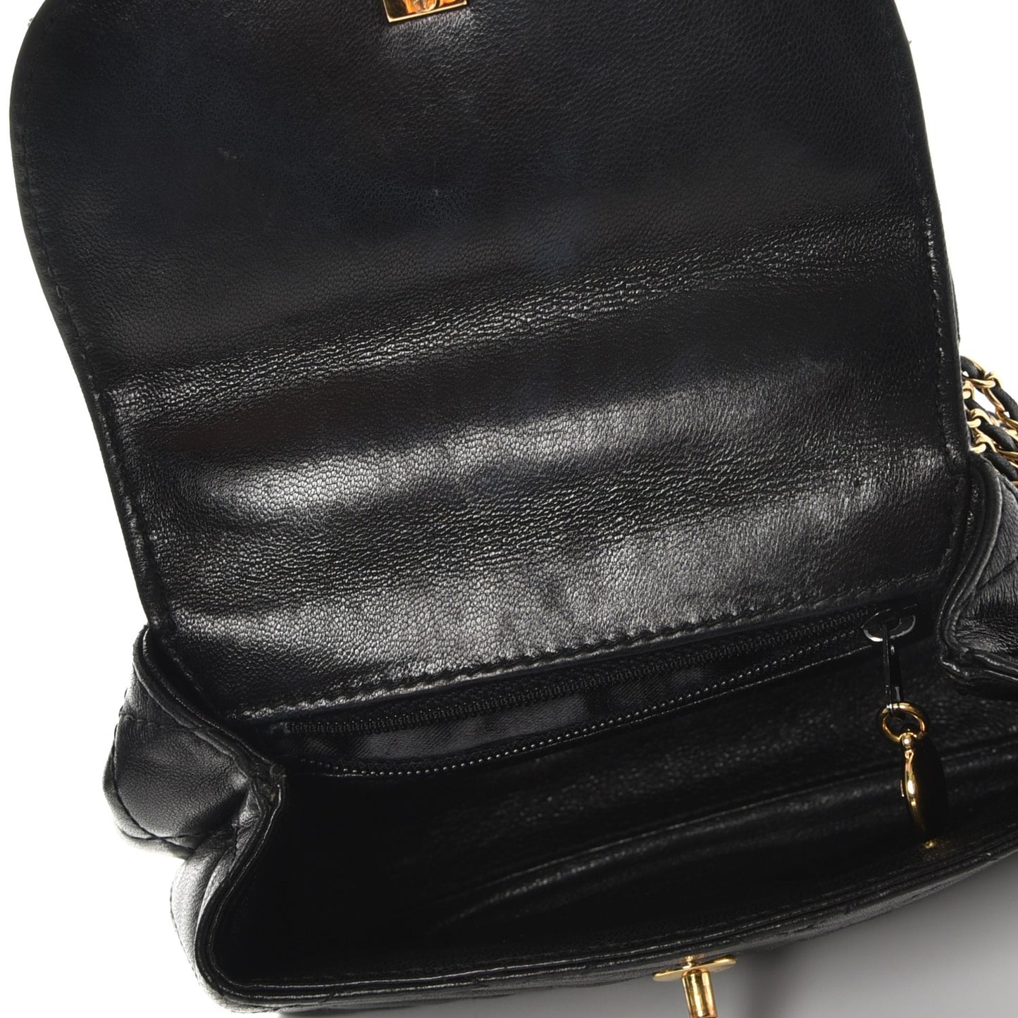 Lambskin Quilted 4 Chain Mini Flap Black