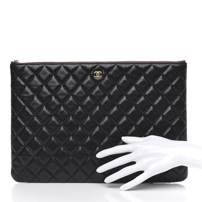 Chanel Caviar Quilted Large Cosmetic Case Black 2 of 10
