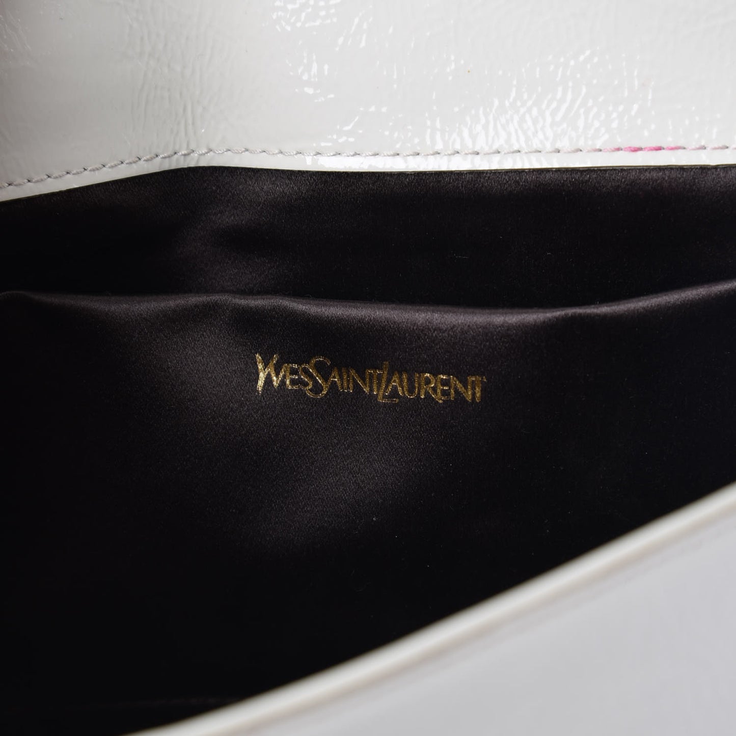 Textured Patent Calfskin Large Belle De Jour Clutch Ivory