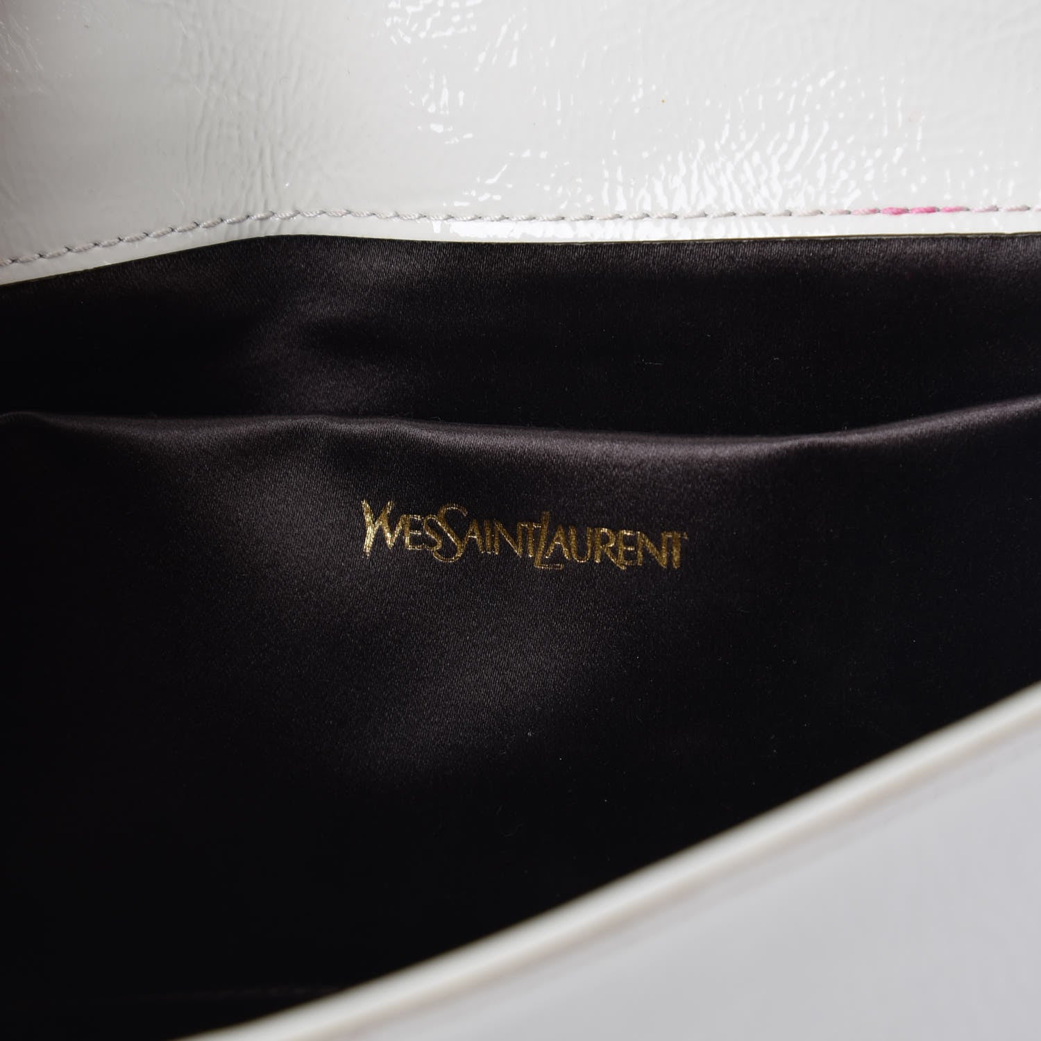 Saint Laurent Textured Patent Calfskin Large Belle De Jour Clutch Ivory 6 of 8
