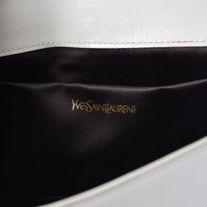 Saint Laurent Textured Patent Calfskin Large Belle De Jour Clutch Ivory 6 of 8