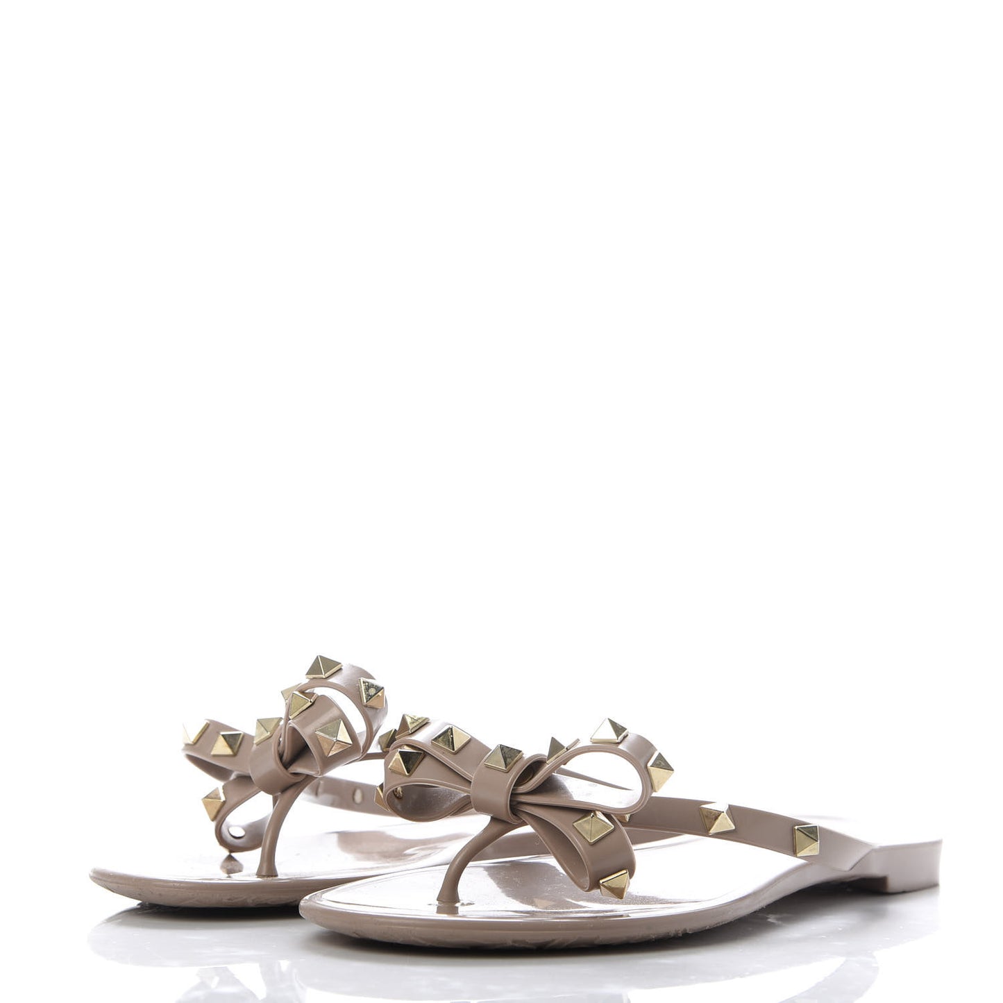 PVC Jelly Rockstud Bow Thong Sandals 37 Poudre