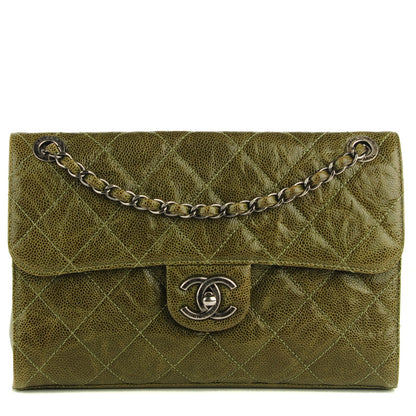 Chanel Crumpled Grained Calfskin Medium CC Crave Flap Green 1 of 8