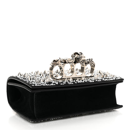 Alexander McQueen Calfskin Studded Knuckle Satchel Black Silver 4 of 13