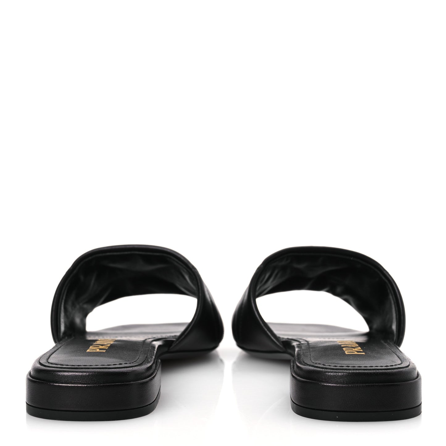 Nappa Logo Quilted 10mm Slide Sandals 36.5 Black