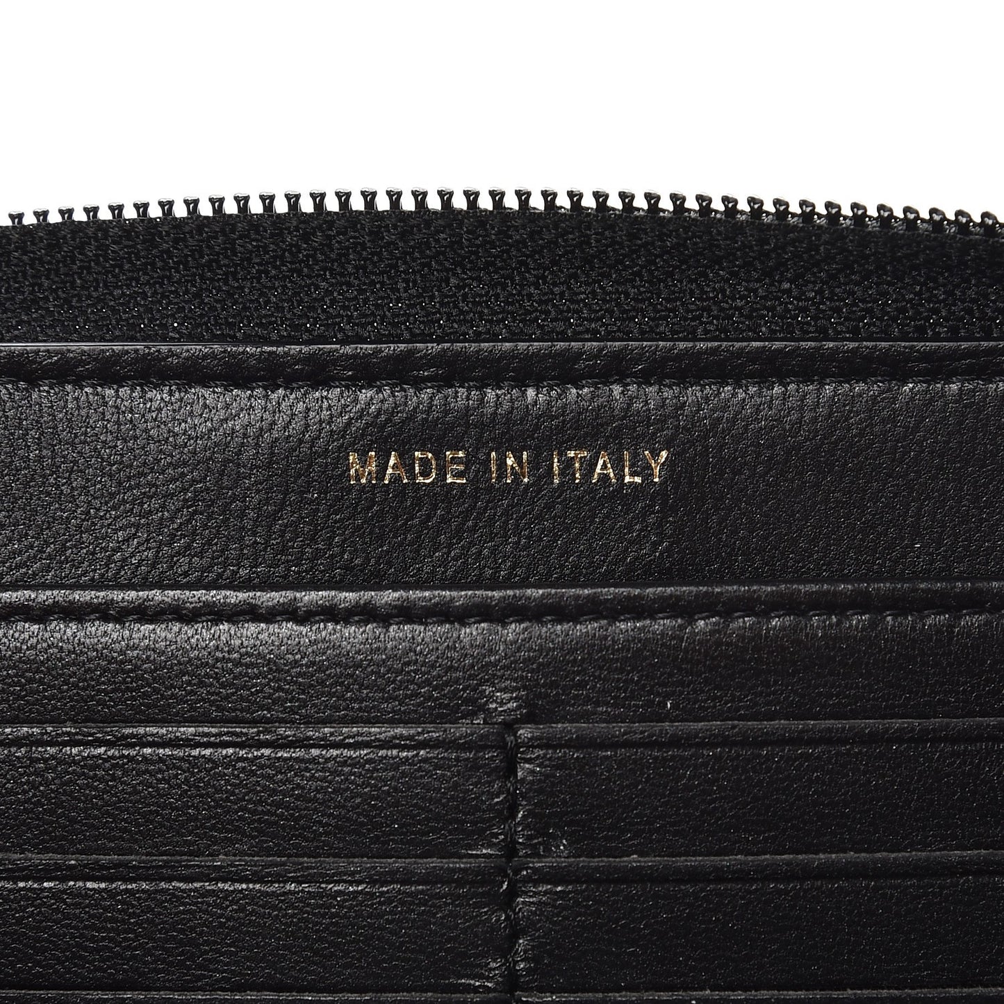 Glazed Calfskin Boy Zip Around Wallet Black