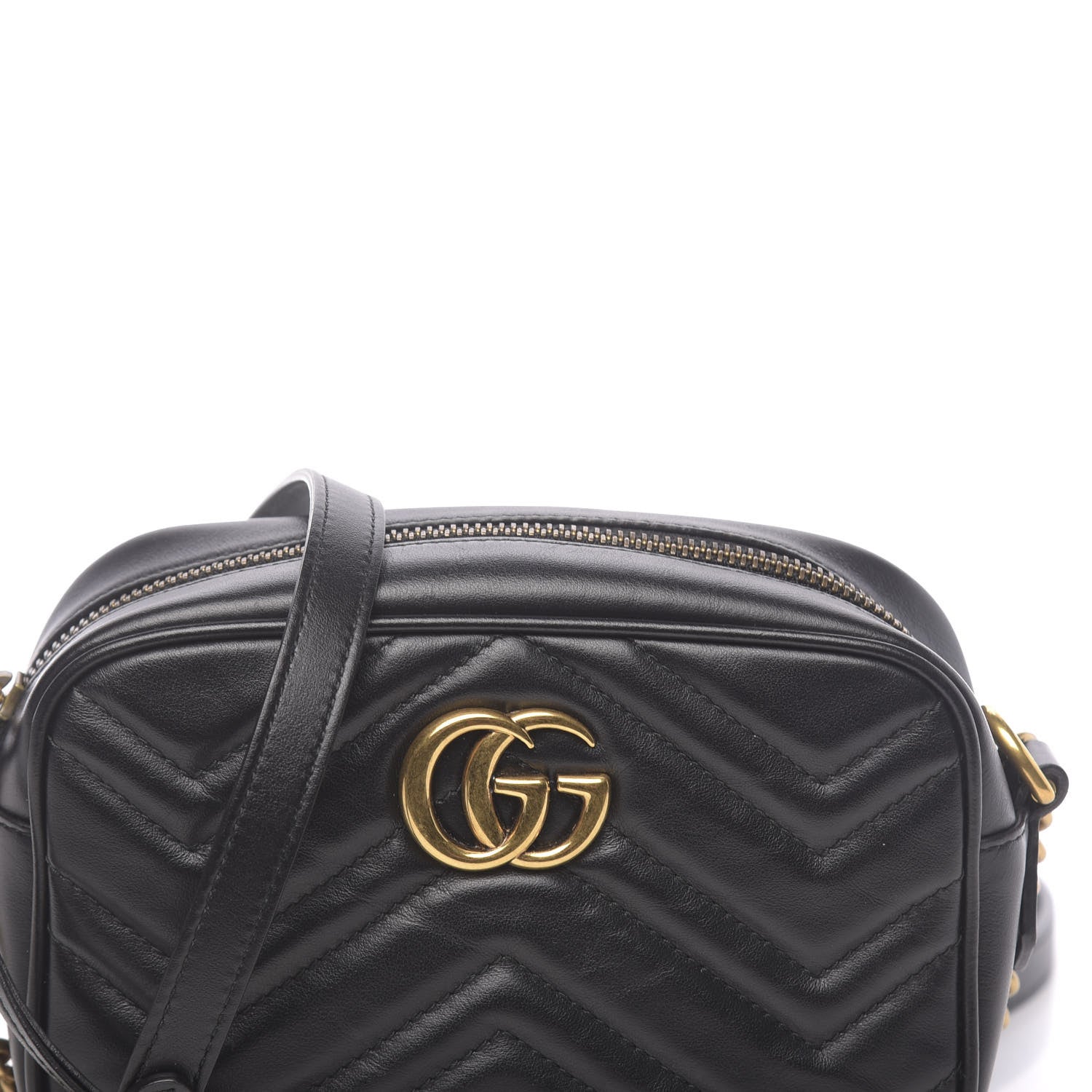 Gucci Calfskin Matelasse Mini GG Marmont Chain Shoulder Bag Black 10 of 10
