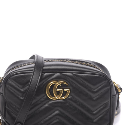 Gucci Calfskin Matelasse Mini GG Marmont Chain Shoulder Bag Black 10 of 10