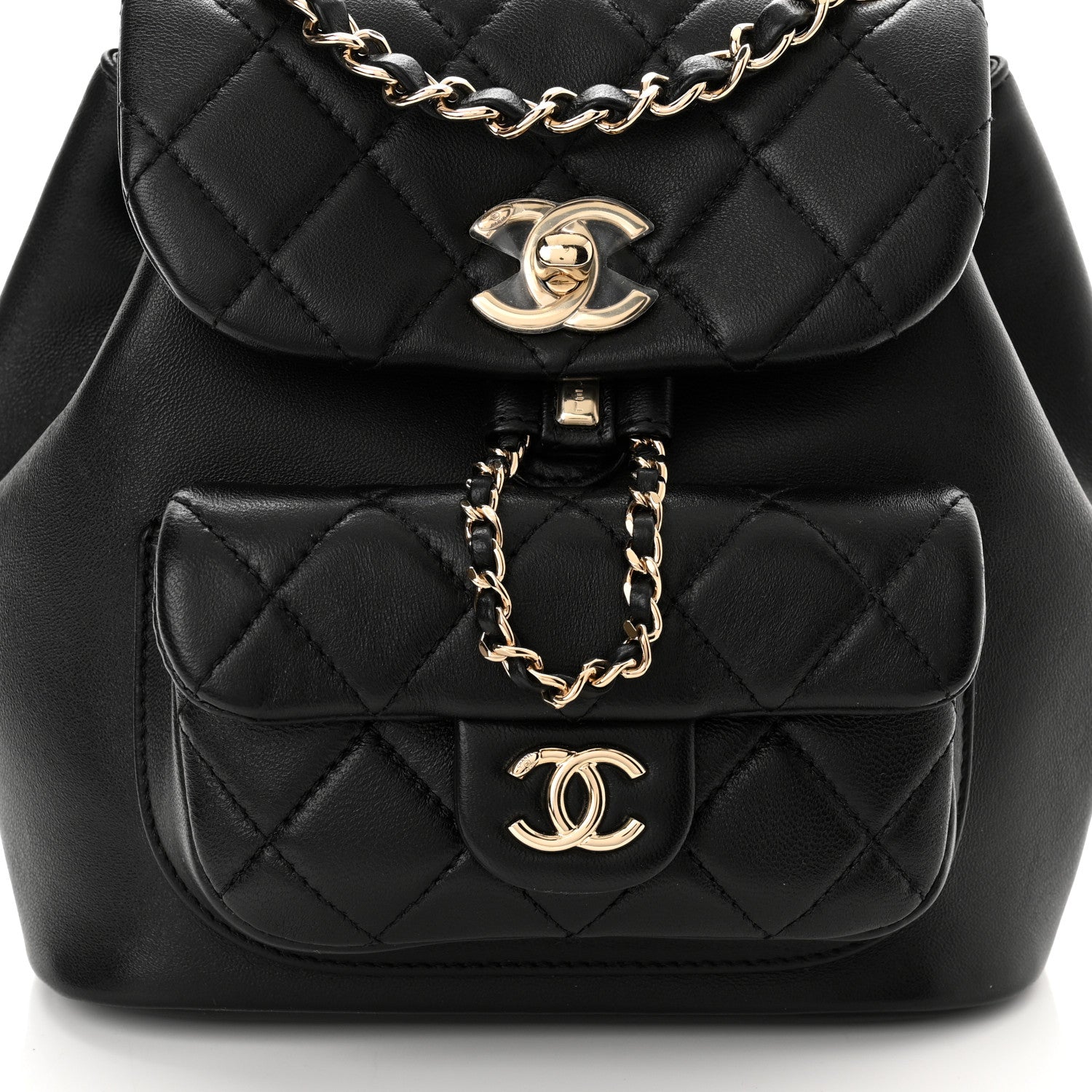 Chanel Lambskin Quilted Small Duma Drawstring Backpack Black 8 of 10