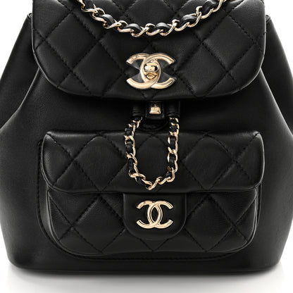 Chanel Lambskin Quilted Small Duma Drawstring Backpack Black 8 of 10