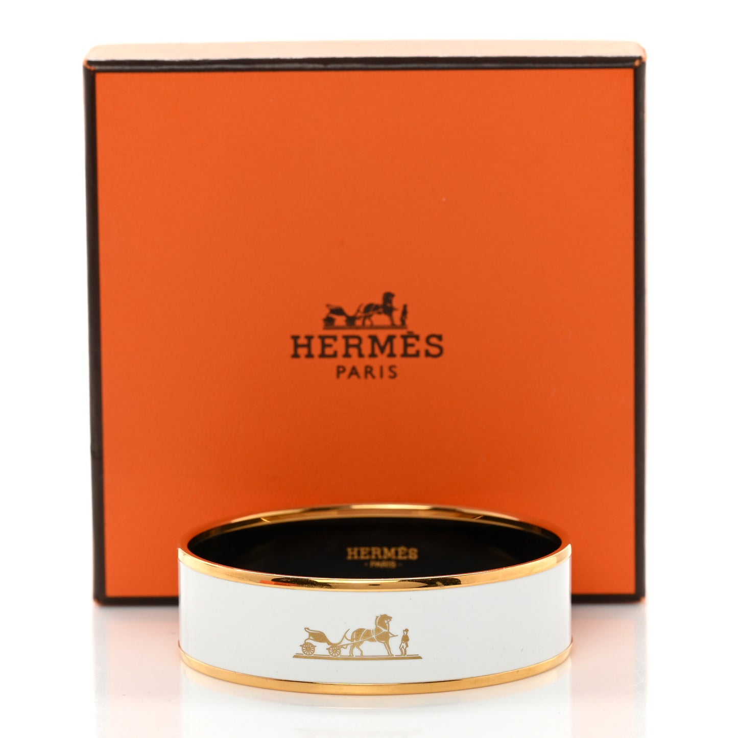 Enamel Printed Wide Caleche Bracelet White