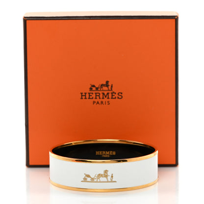 Hermes Enamel Printed Wide Caleche Bracelet White 6 of 6