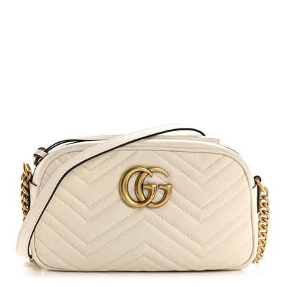 Gucci Calfskin Matelasse Small GG Marmont Chain Shoulder Bag White 1 of 10