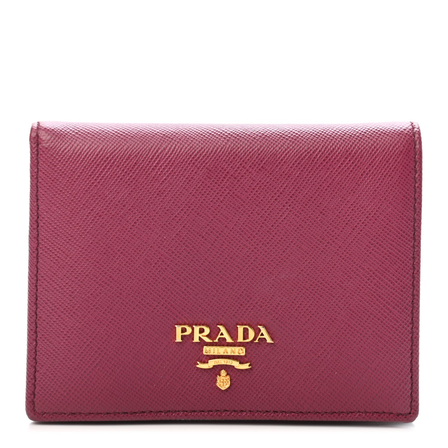 Prada Saffiano Metal Bi-Fold Wallet Ibisco 1 of 4