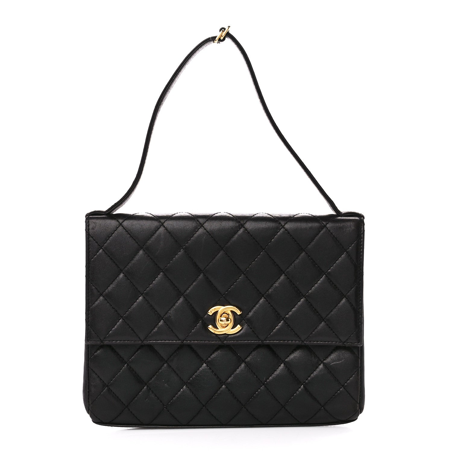 Chanel Lambskin Quilted CC Flap Shoulder Bag Black 1 of 12