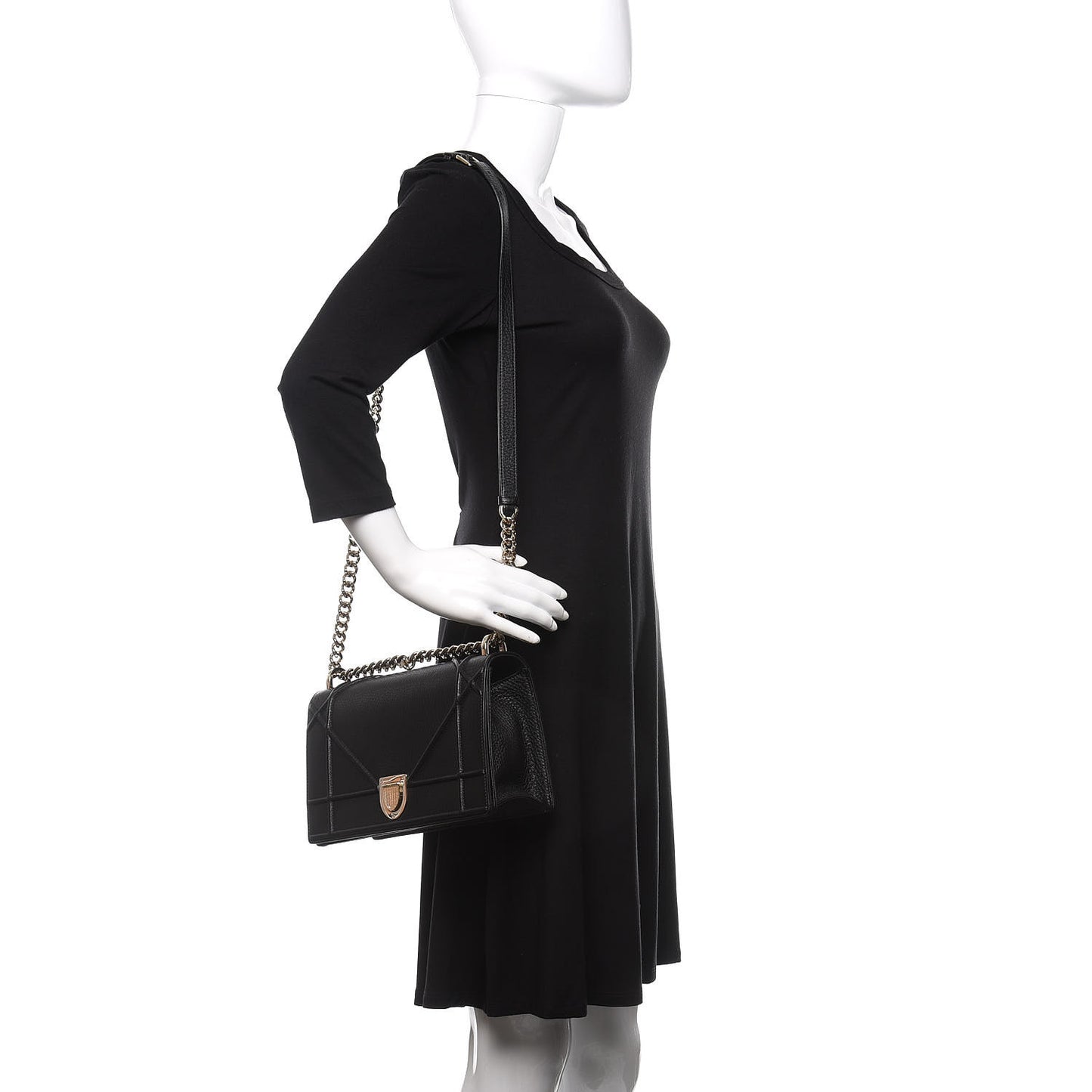 Grained Calfskin Medium Diorama Flap Bag Black