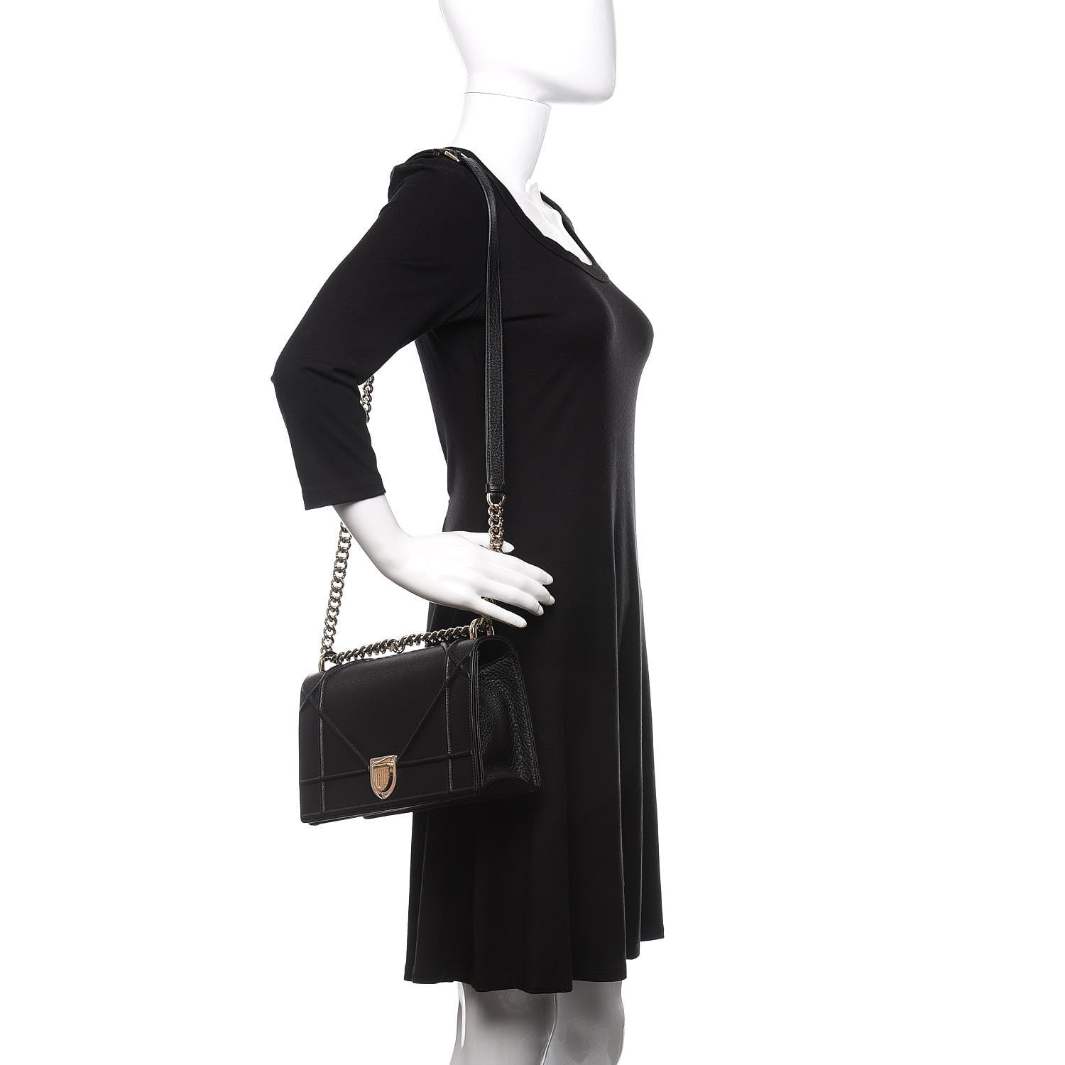 Christian Dior Grained Calfskin Medium Diorama Flap Bag Black 2 of 10